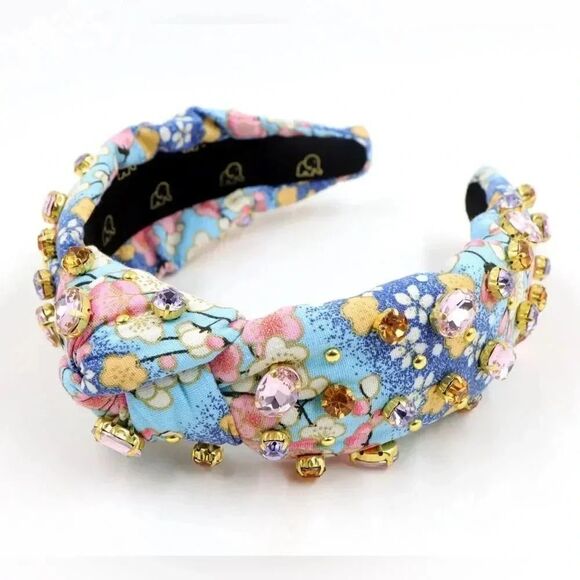 BLUE-PINK-GOLD SPARKLE CRYSTAL KNOTTED HEADBAND - Picture 1 of 2